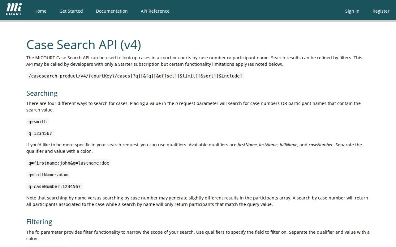 Otsego County case search MiCOURT case-search API field reference