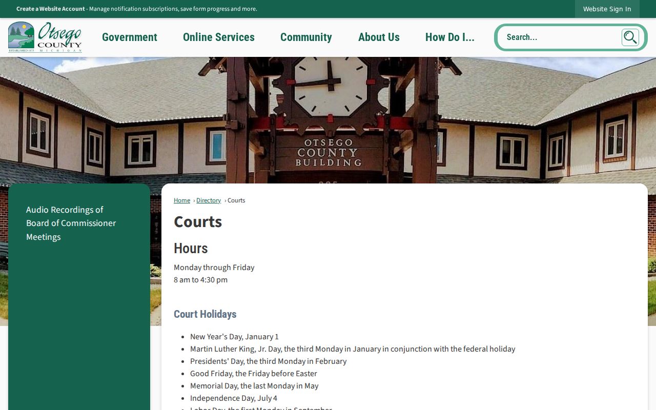 Otsego County court docket court staff directory