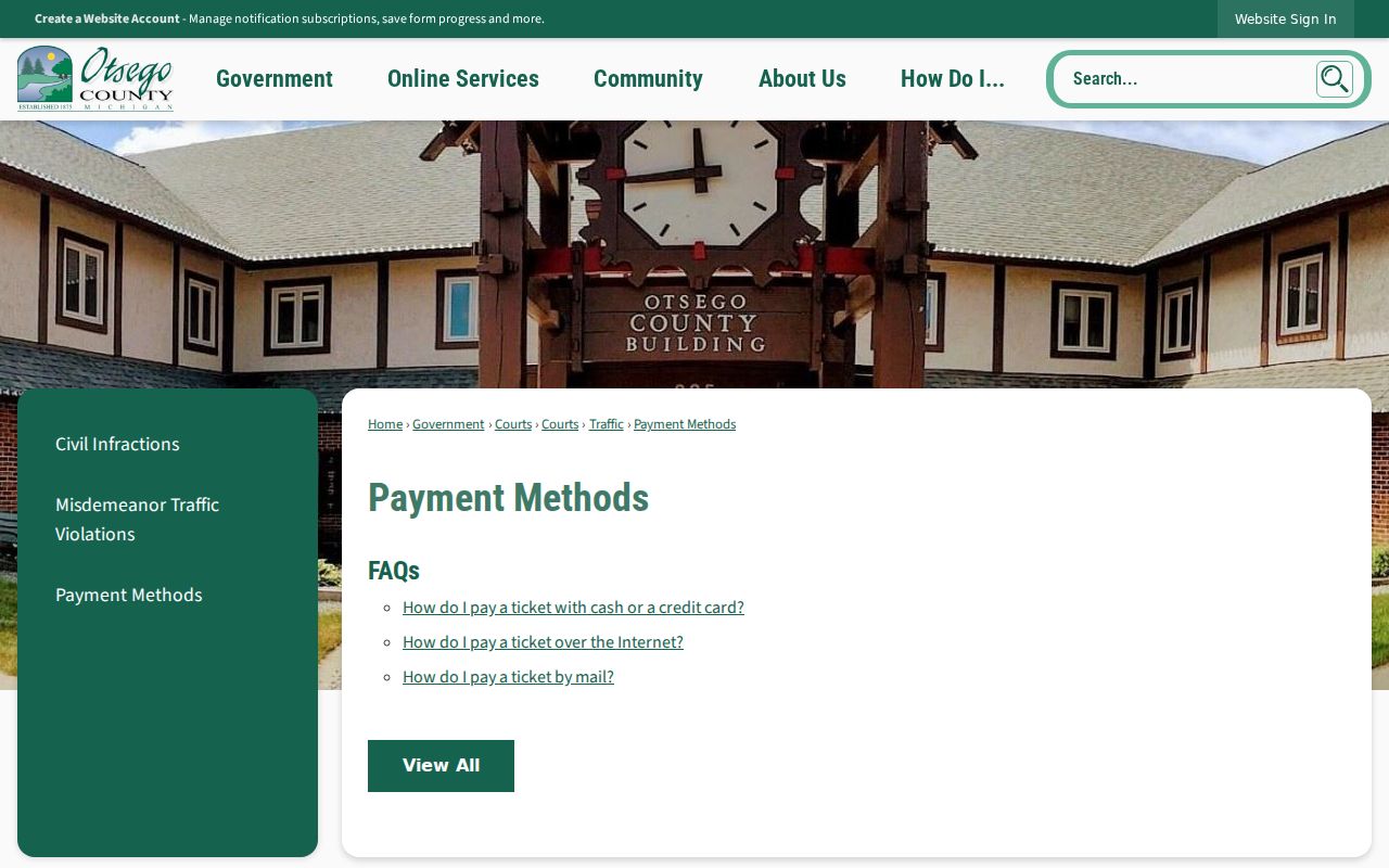 Otsego County traffic court records payment methods source